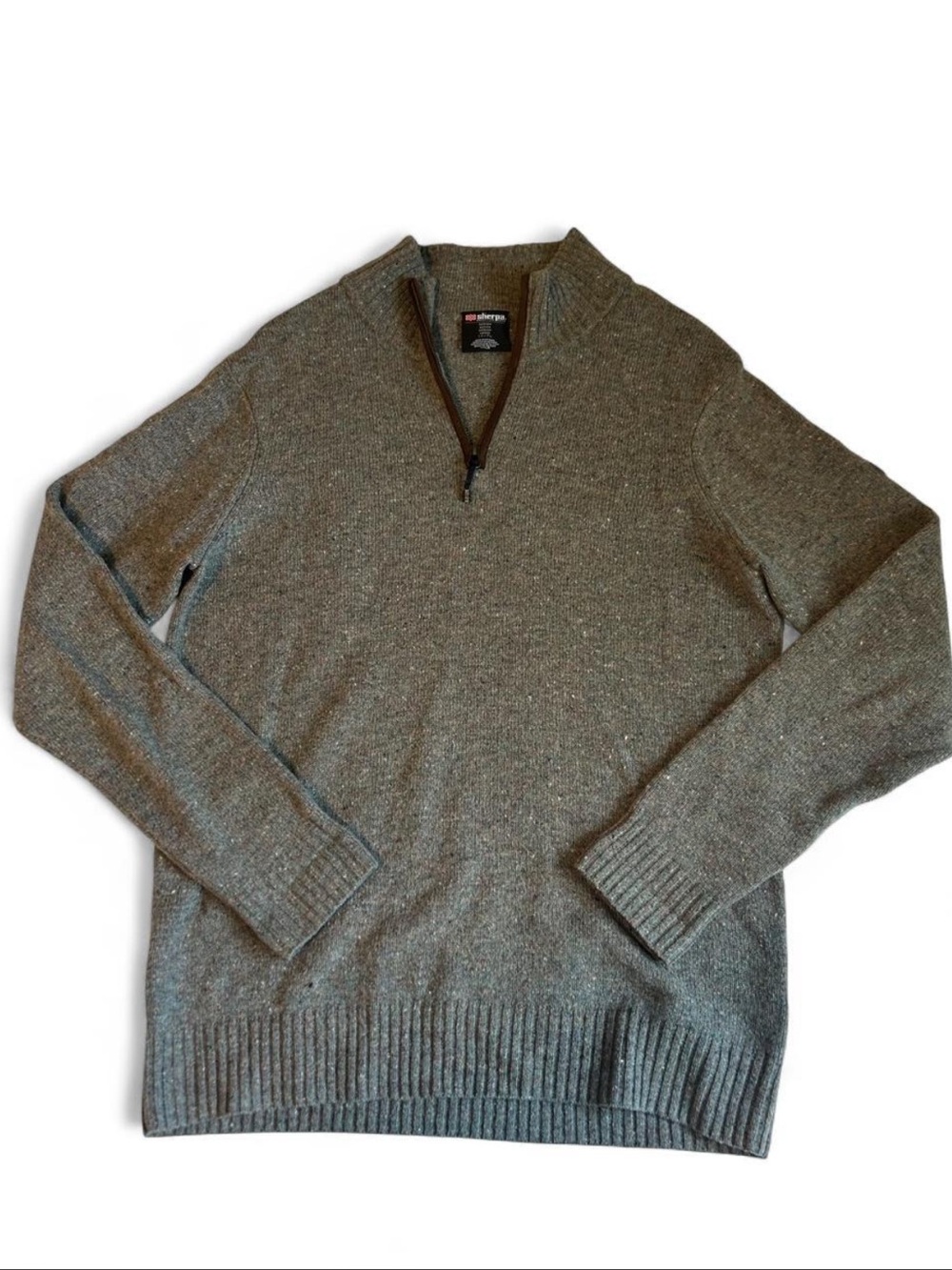 Quarter-Zip Men's Sweater in Khaki / Olive